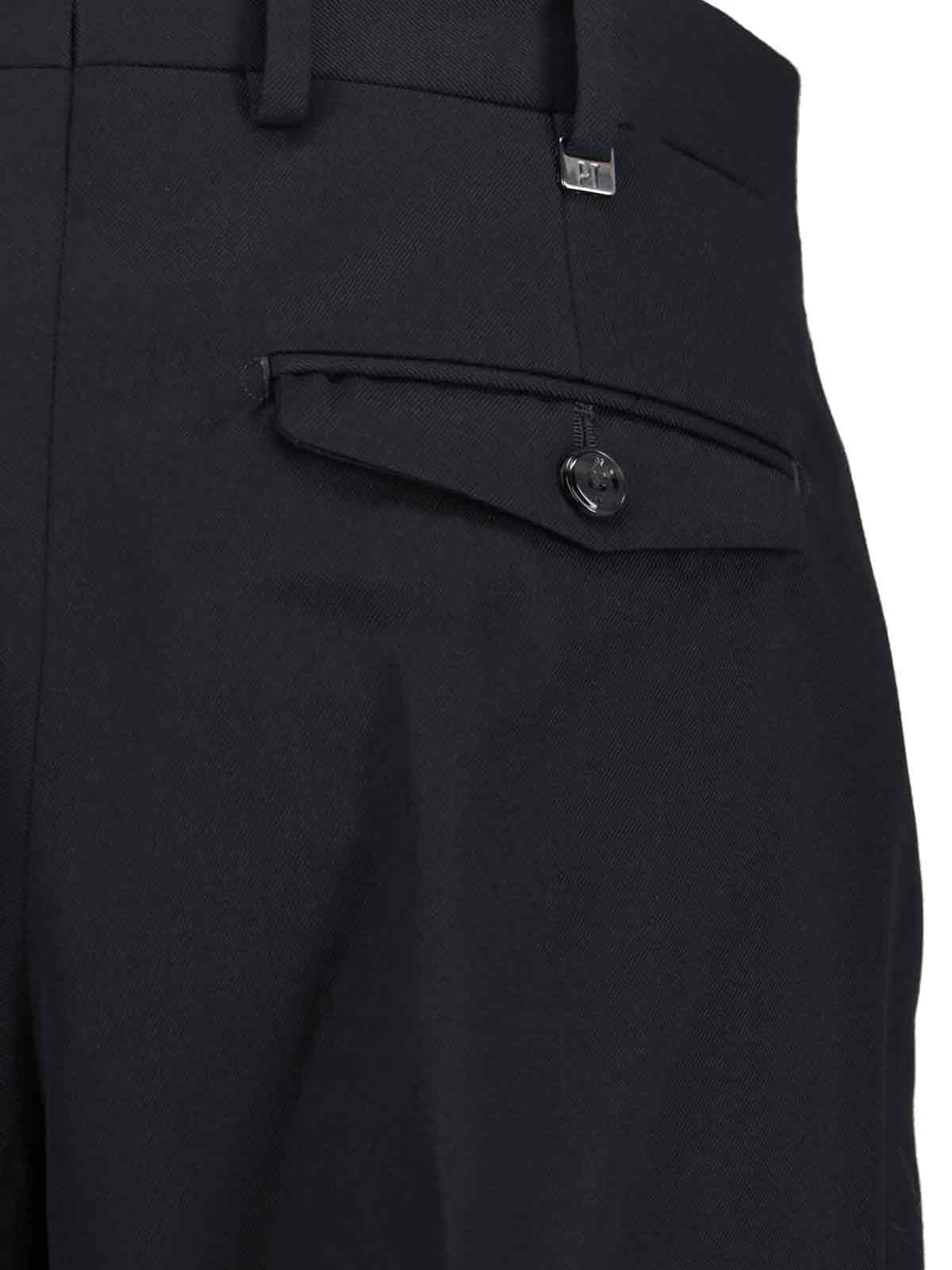 Mid-Rise Virgin Wool Trousers with Cuffed Hem