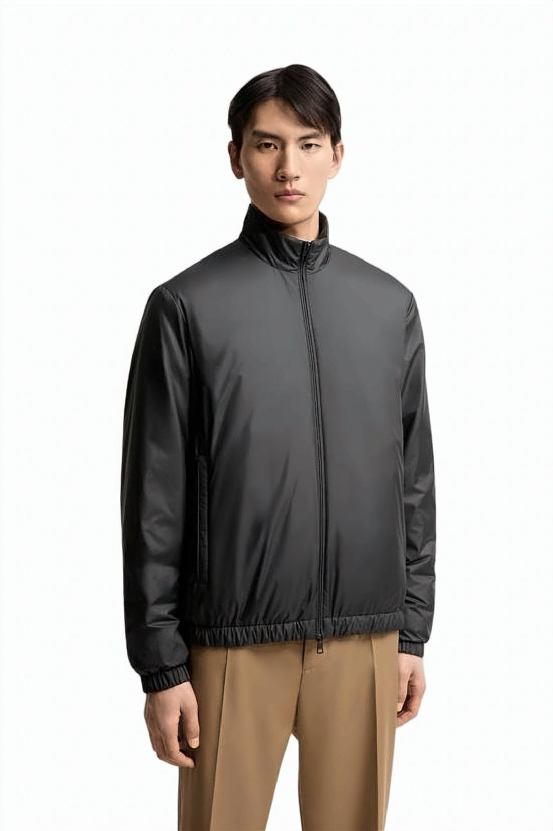 Quilted Lightweight Padded Jacket With Textured Knit Detail