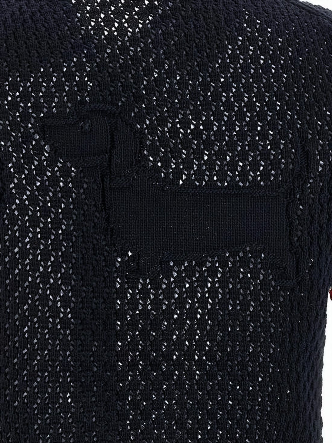 Short-Sleeved Open-Knit Cardigan with Iconic Stripes