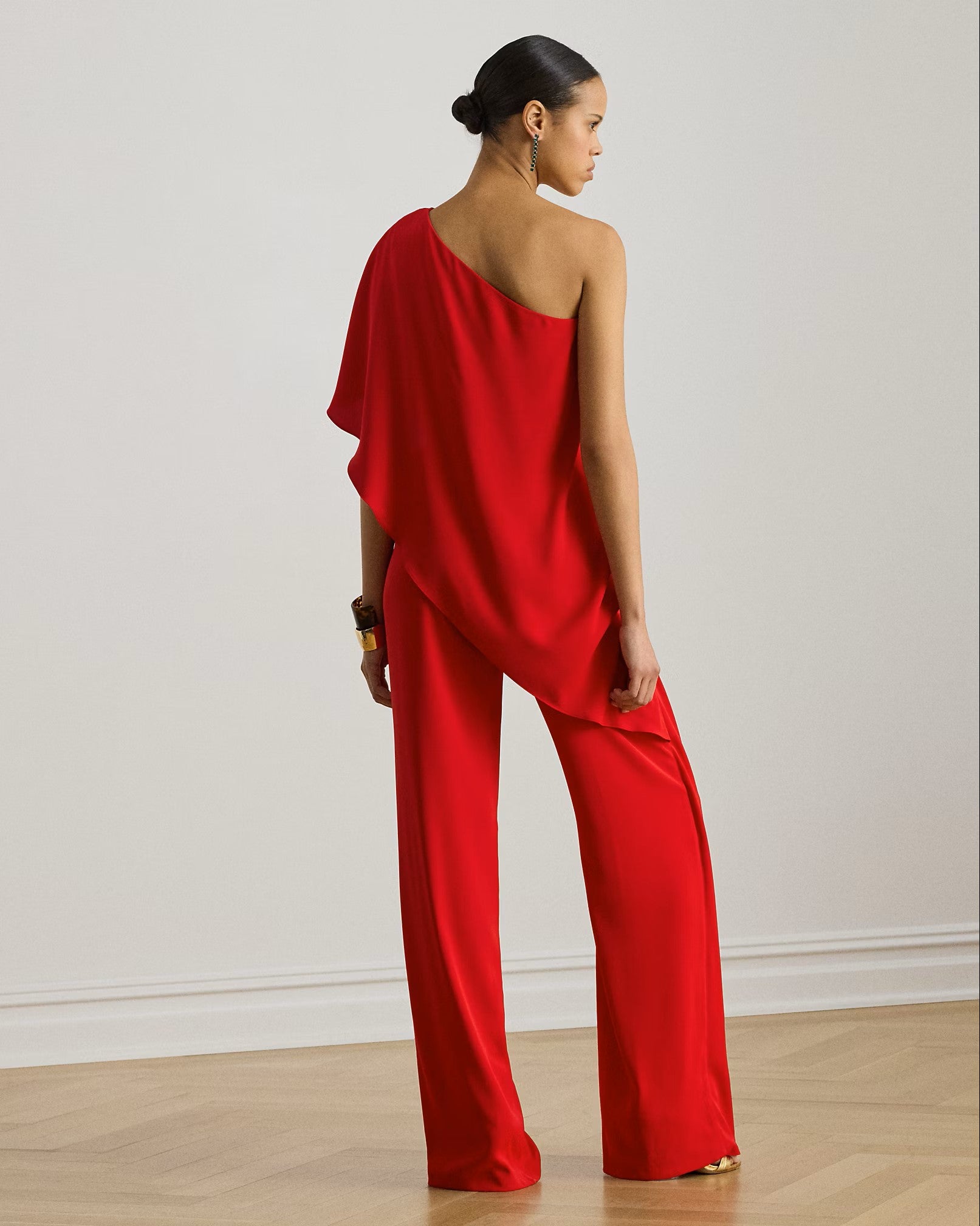 Red Silky Georgette Jumpsuit
