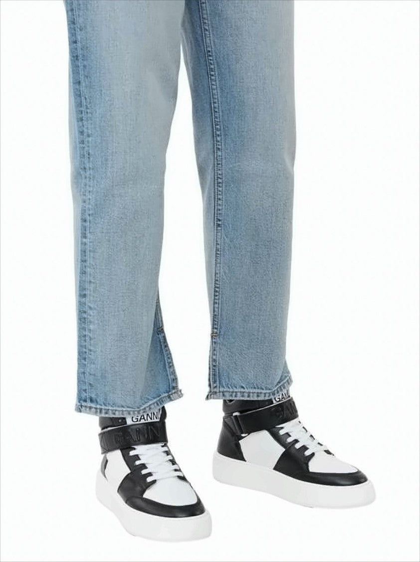 Mid-Top Sneakers with Color Block Design and Branded Ankle Strap