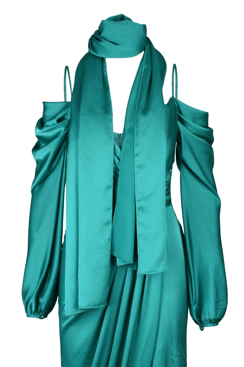 Puff Sleeve Dress - Green
