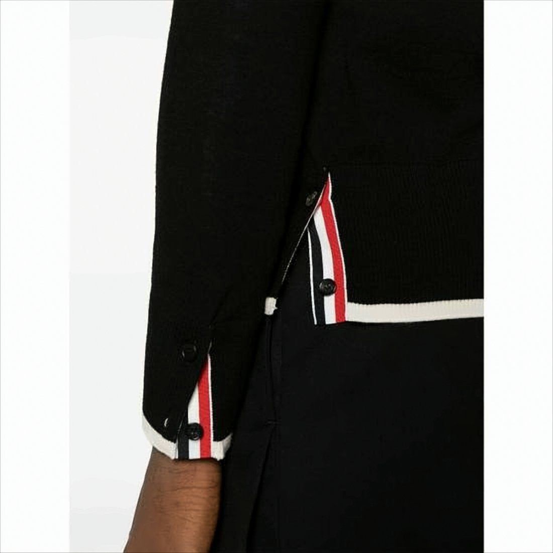 Black Wool Cardigan with V-Neck