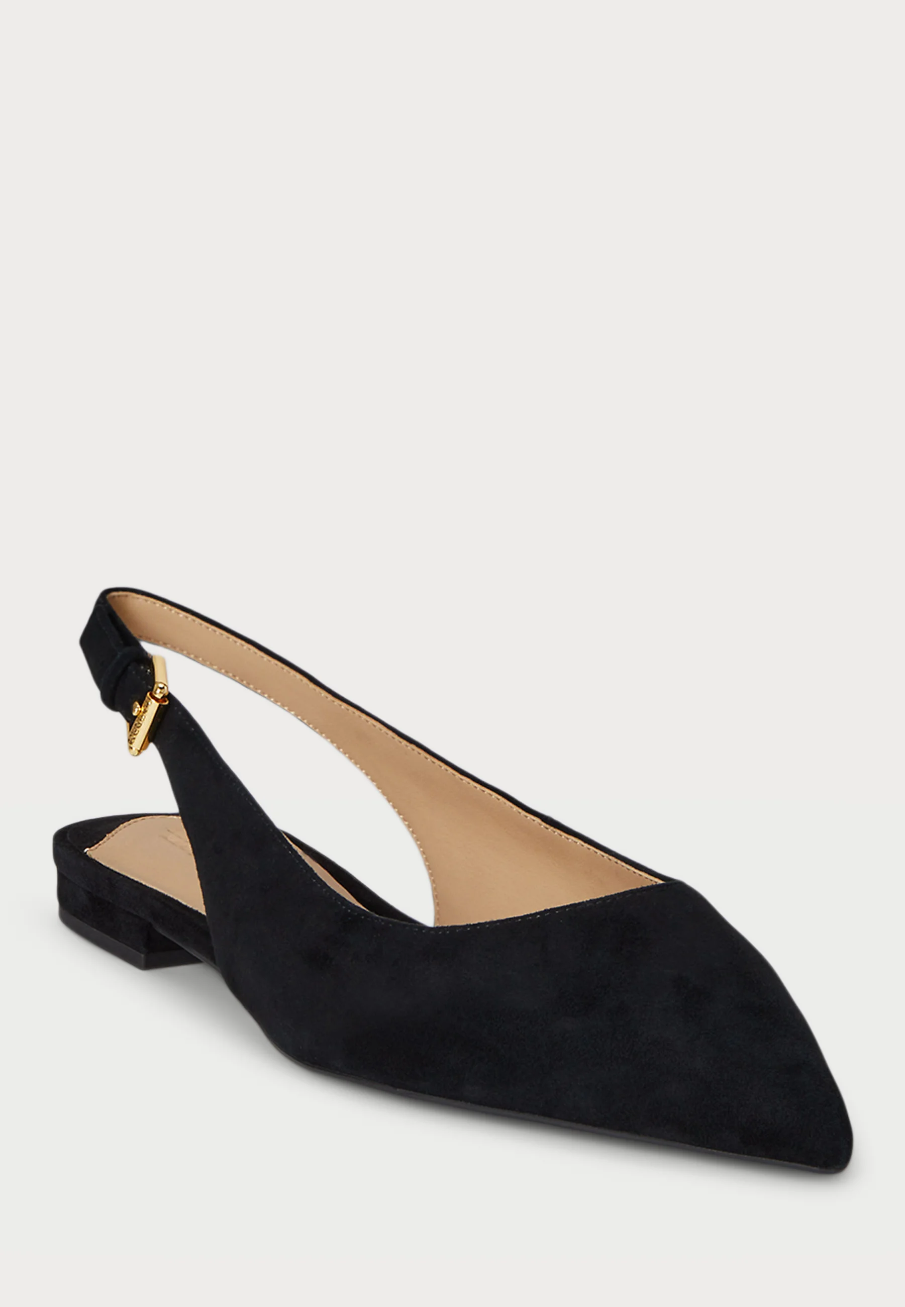 Black Suede Slingback Ballerina Flats