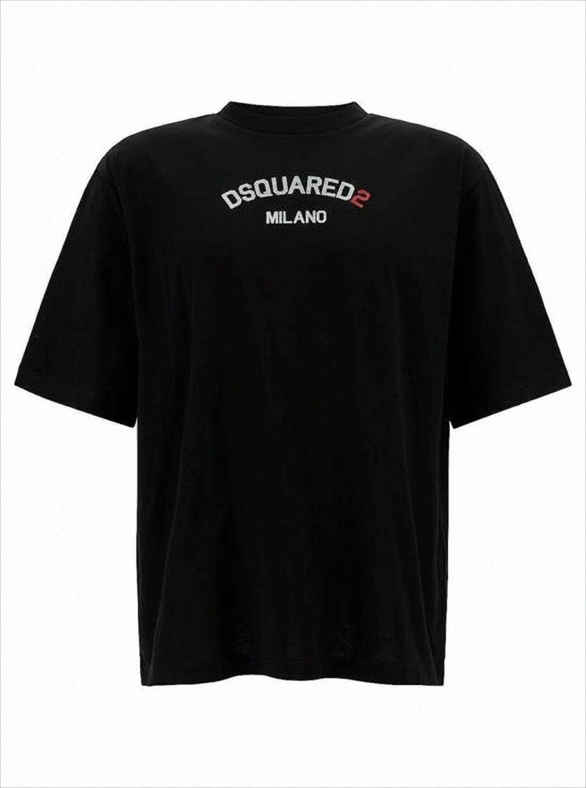 Relaxed Fit Black T-Shirt With Bold Logo Design