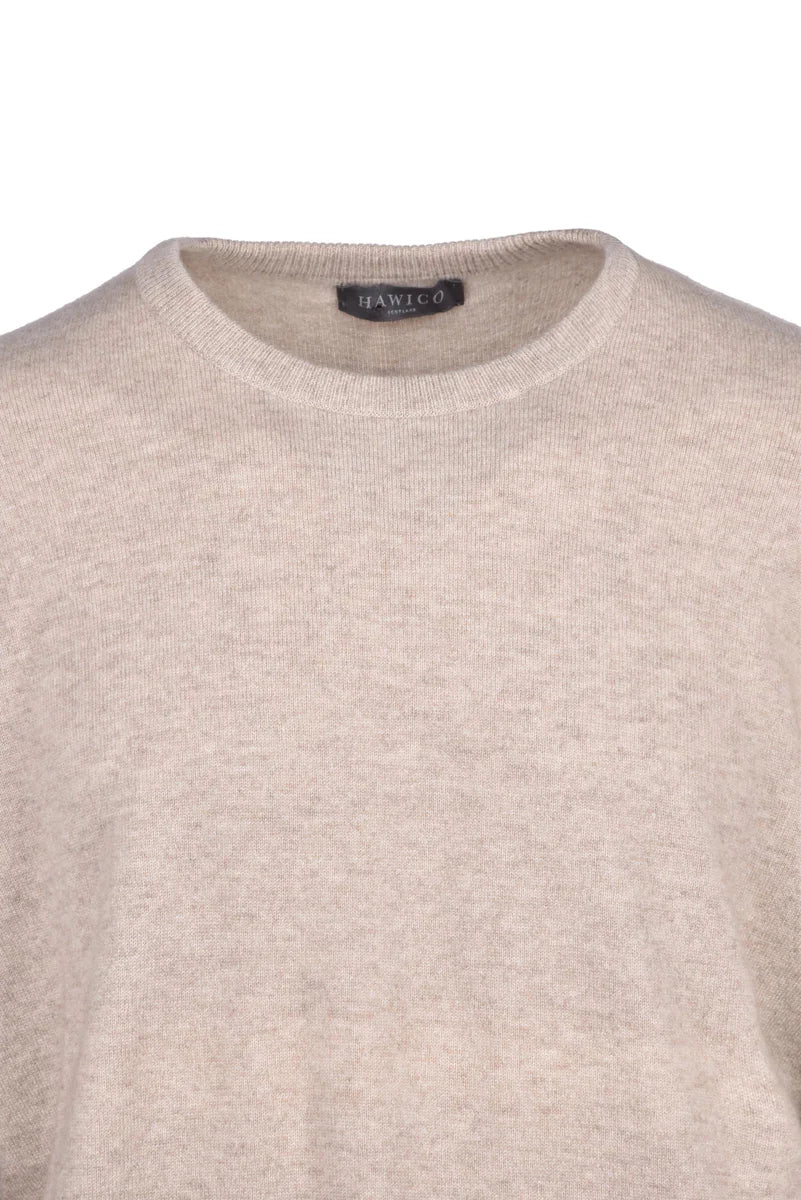 Crew Neck Cashmere Pullover - Beige