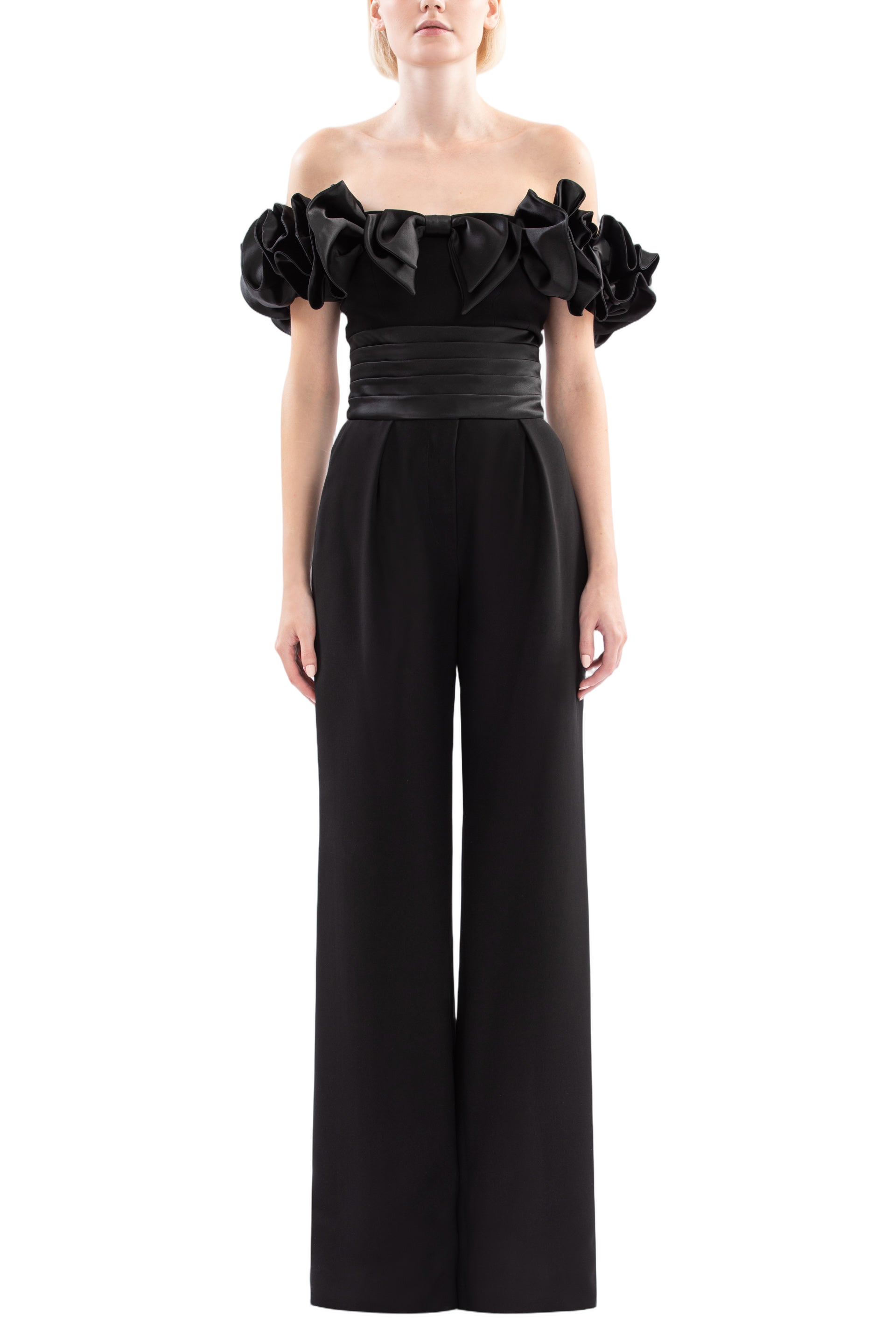 High-Waisted Tailored Wide-Leg Pants with Pleated Front