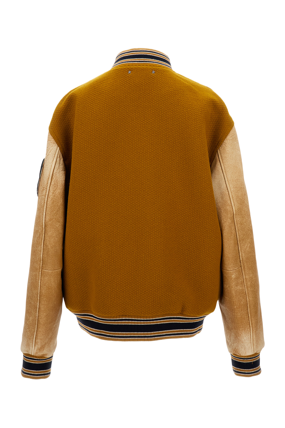 Football-Style Leather Jacket With Cotton Accents