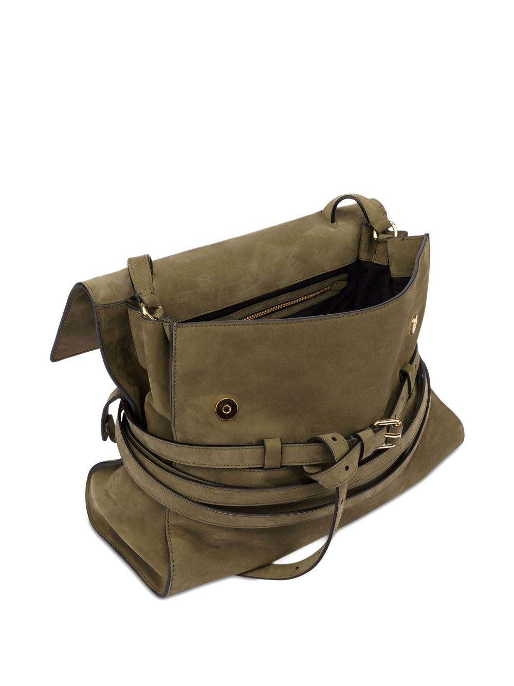 Structured Olive Green Foldover Top Bag