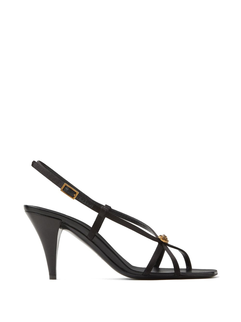 Minimalist Silk And Nylon Sandals With Gold Emblem