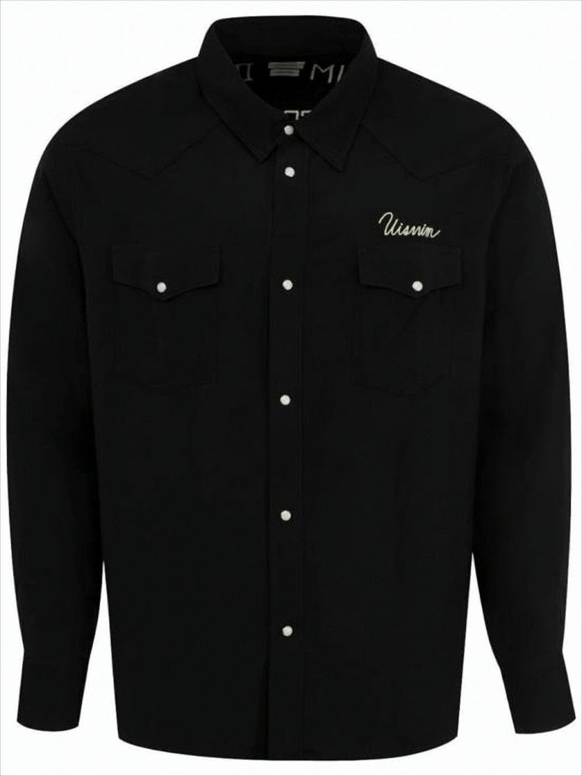 Long-Sleeve Western Shirt With Pointed Yokes And Subtle Embroidery