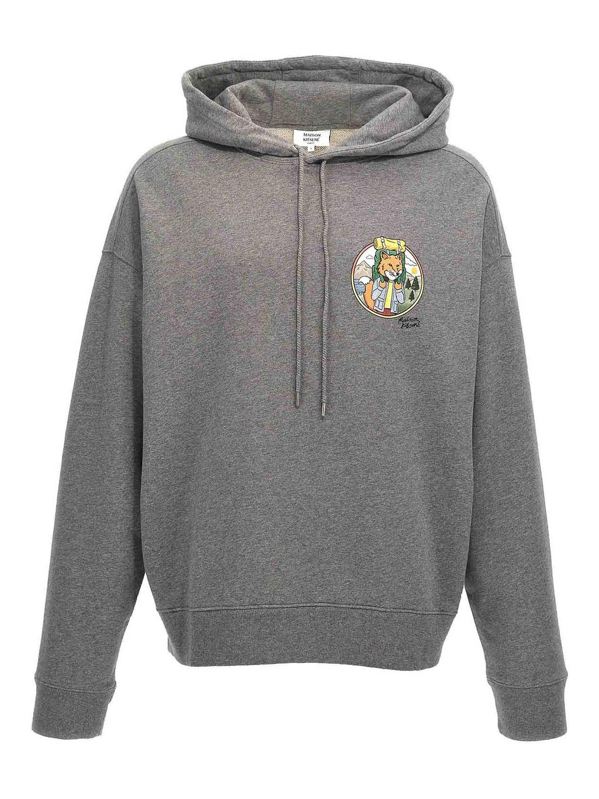Cropped Cotton Hoodie With Fox Graphic Patch
