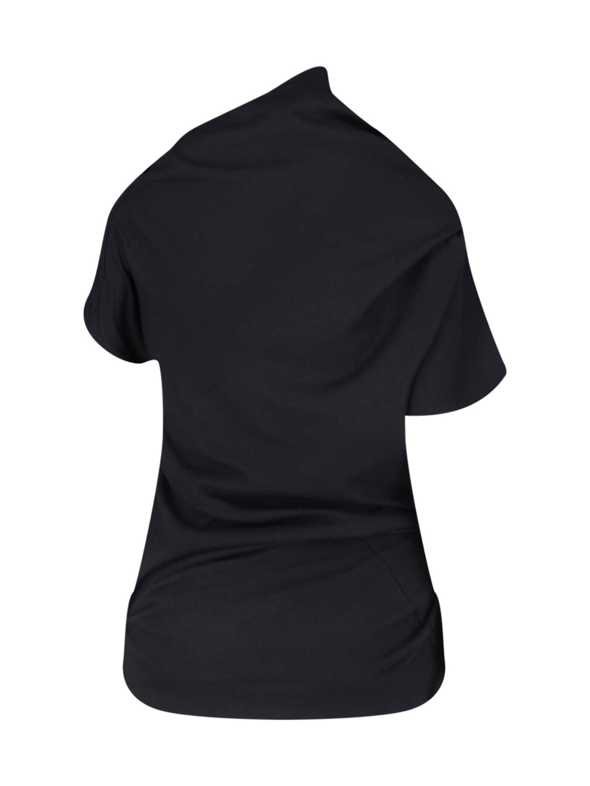 Black Asymmetrical Draped Draped Top