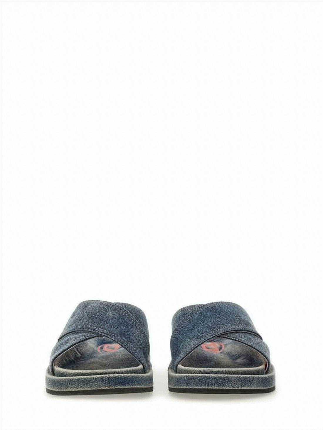Denim-Textile Slip-On Mules with Vintage Wash Effect