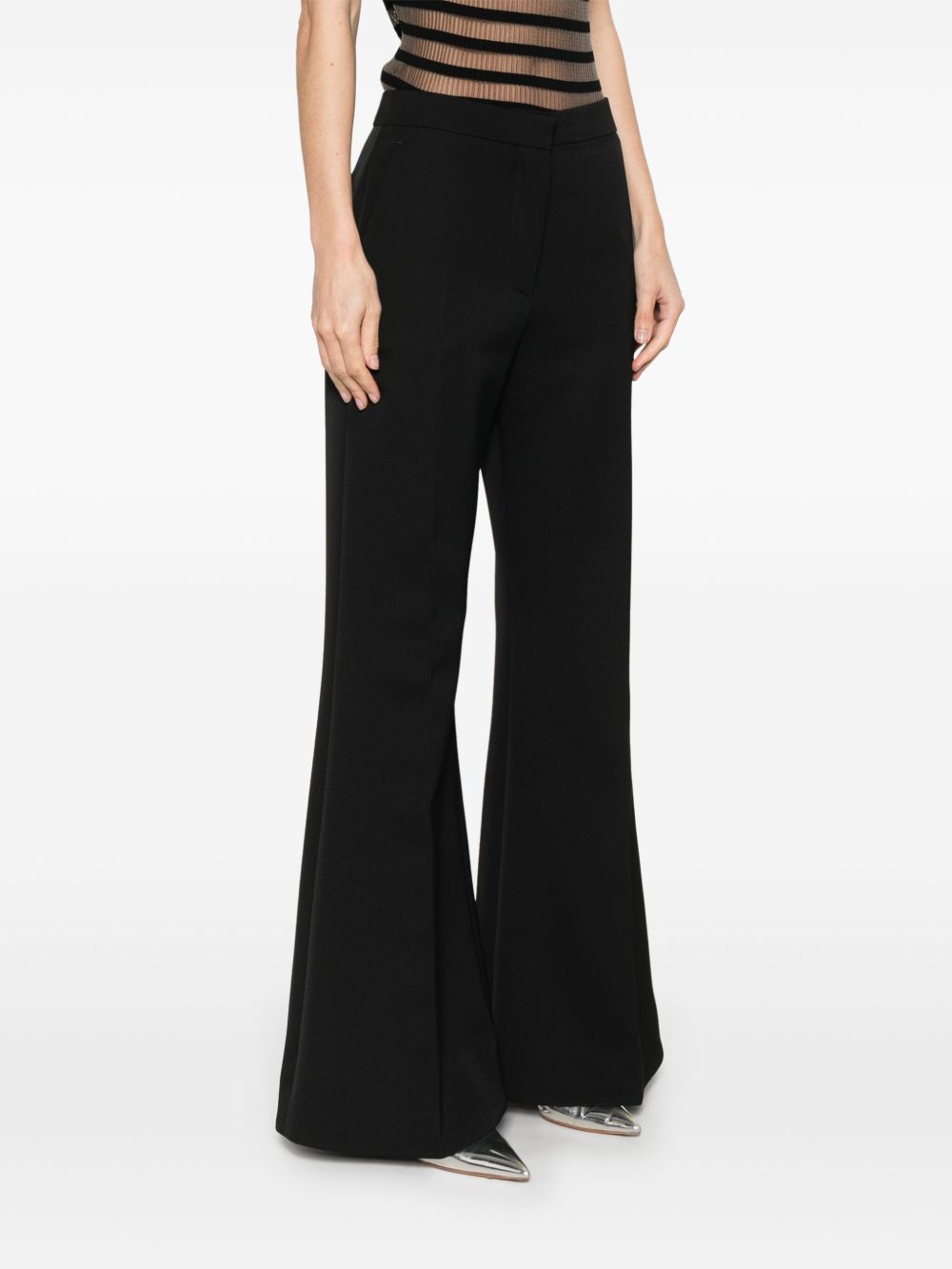 Black Flared Trousers With Concealed Fastening