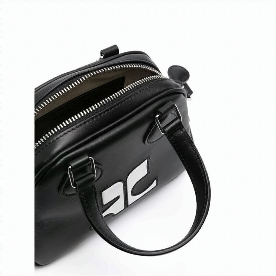 Structured Black Calf Leather Tote Bag With Contrasting Logo