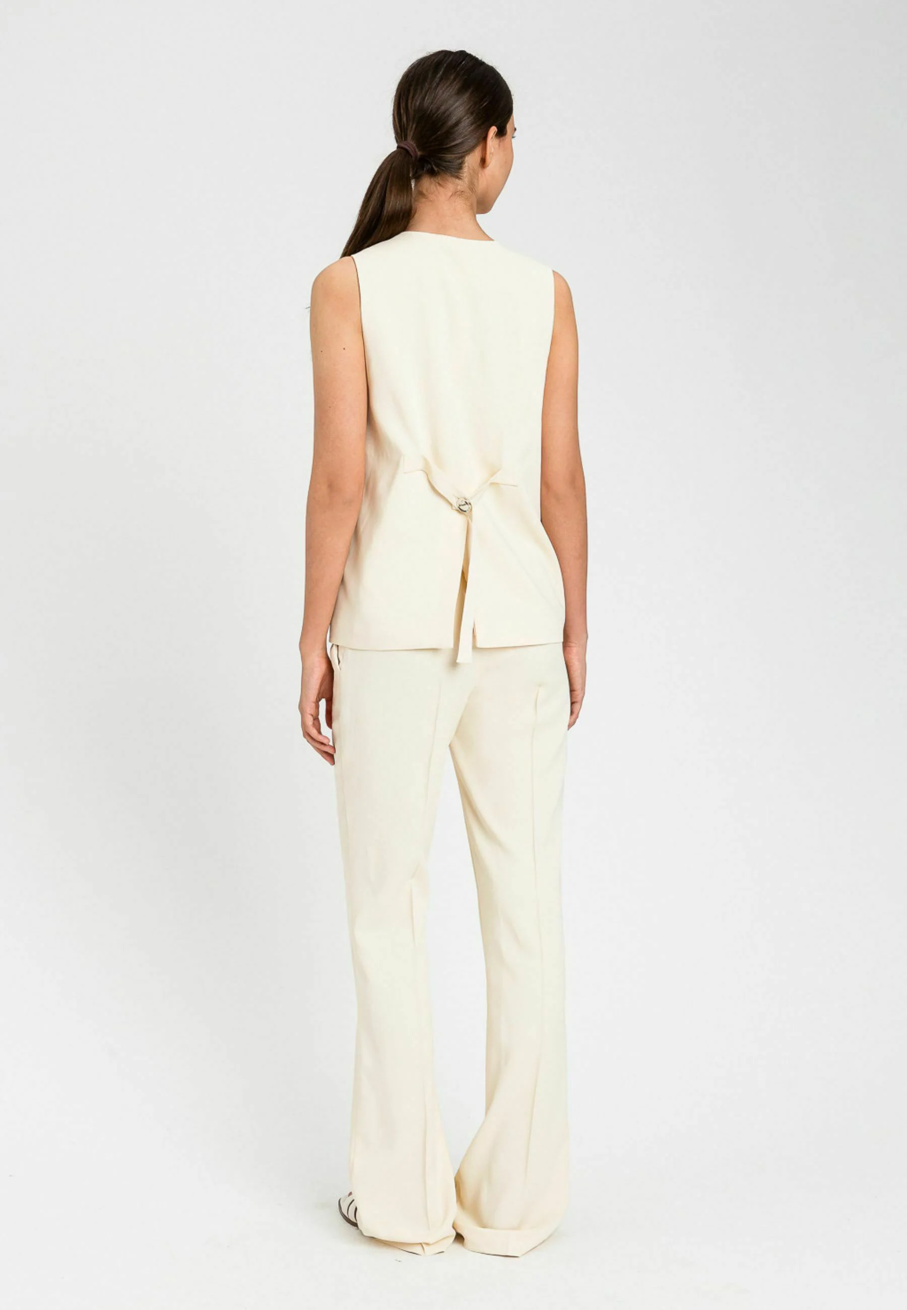 Wide-Leg Pants with Flared Silhouette and Tailored Crease