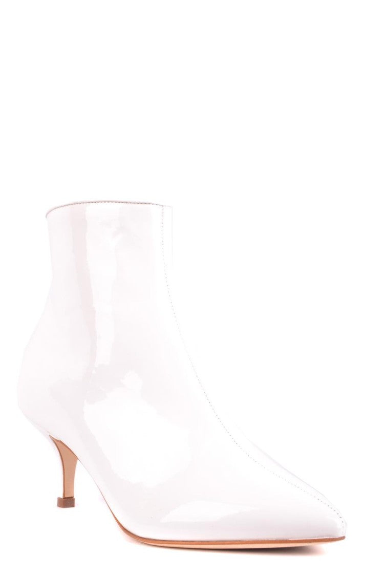 Glossy Leather Ankle Boots With Pointed Toe