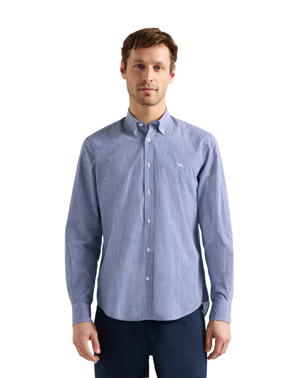 Tailored Blue Shirt with Micro Print