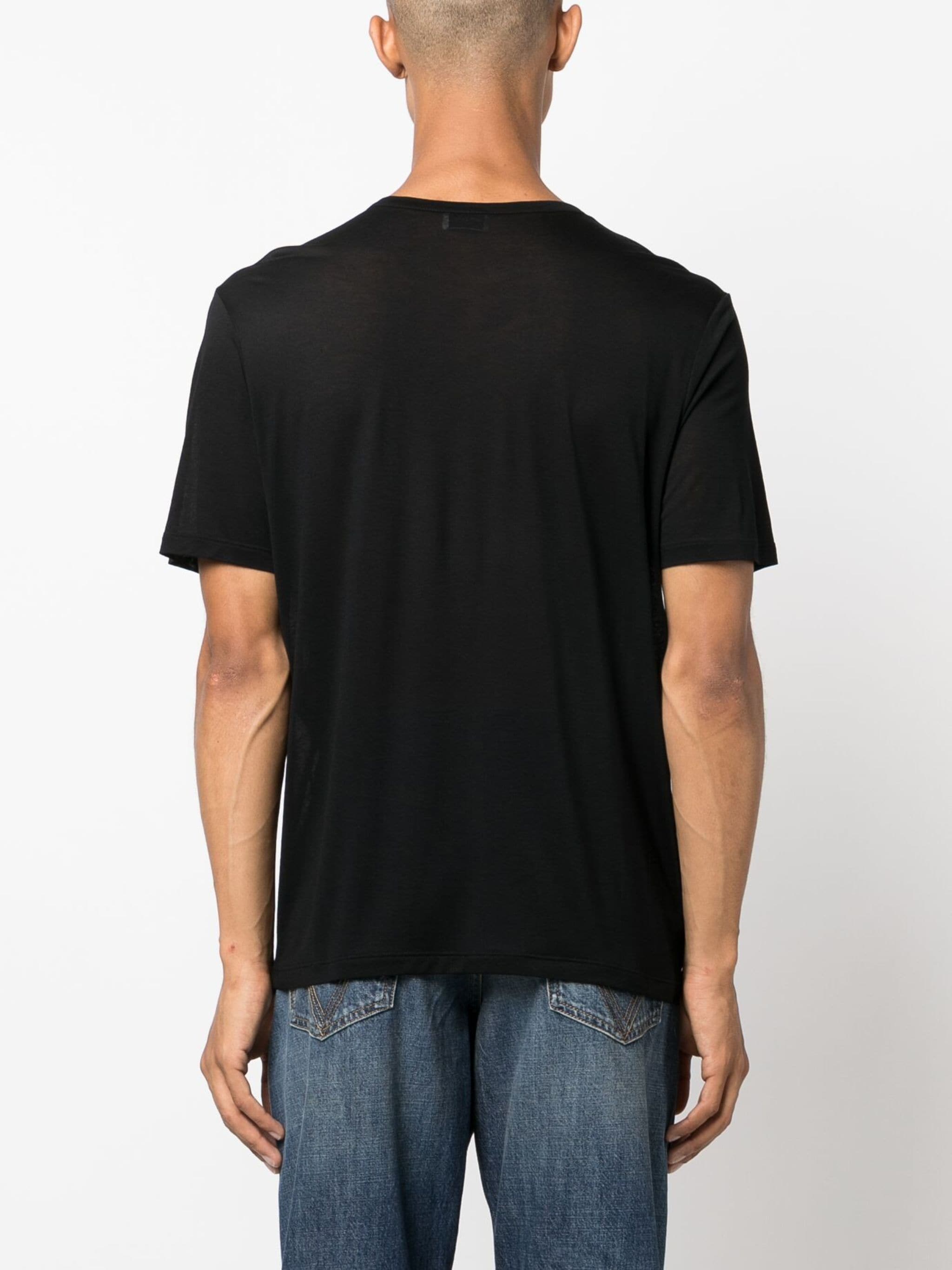 Black Viscose Crew Neck T-Shirt