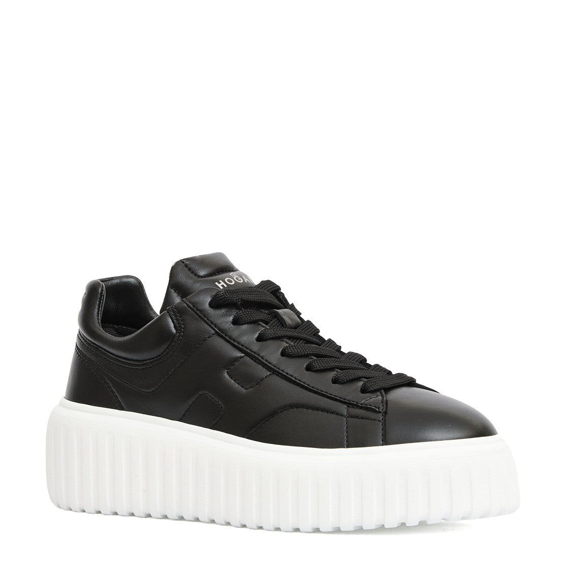 H Stripe Black Leather Sneakers