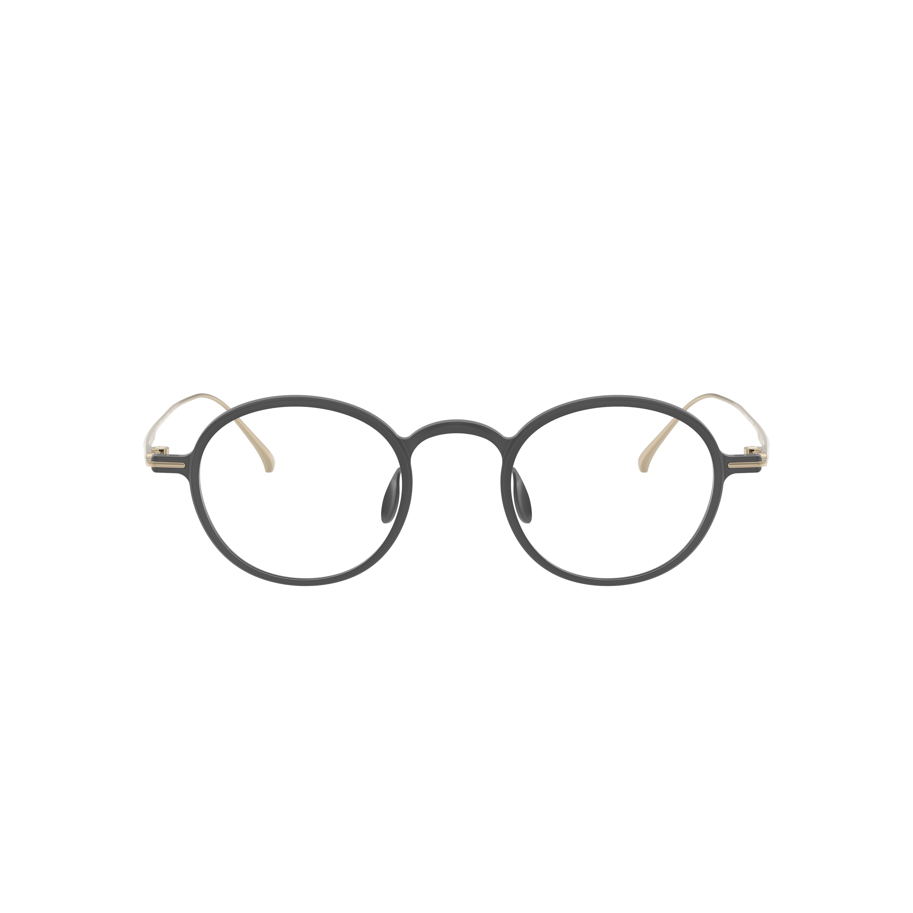 0ar5159t Round Black Eyeglasses with Gold Metal Temples