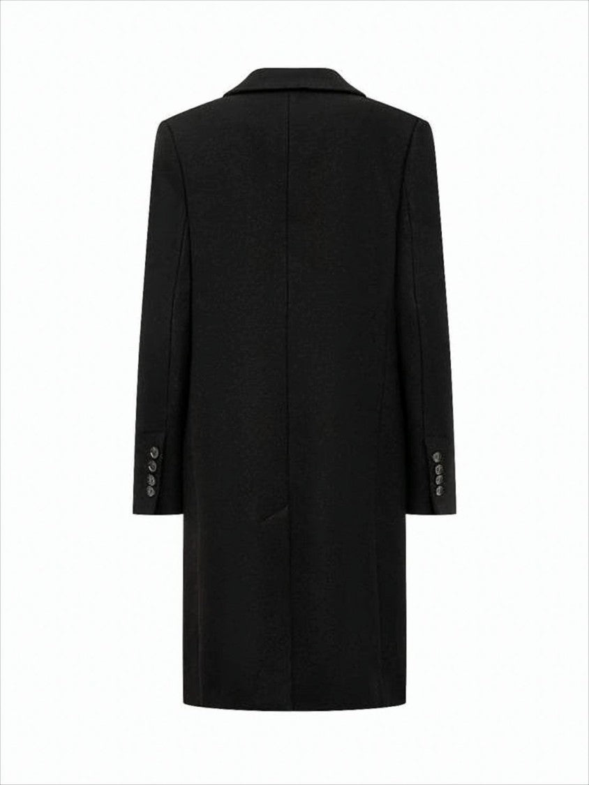 Tailored Black Wool Coat With Notched Lapels