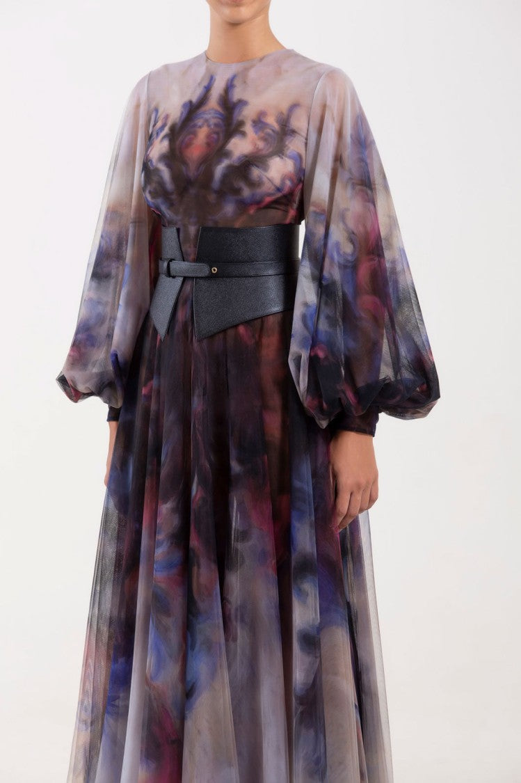 Chromatic Printed Tulle Dress
