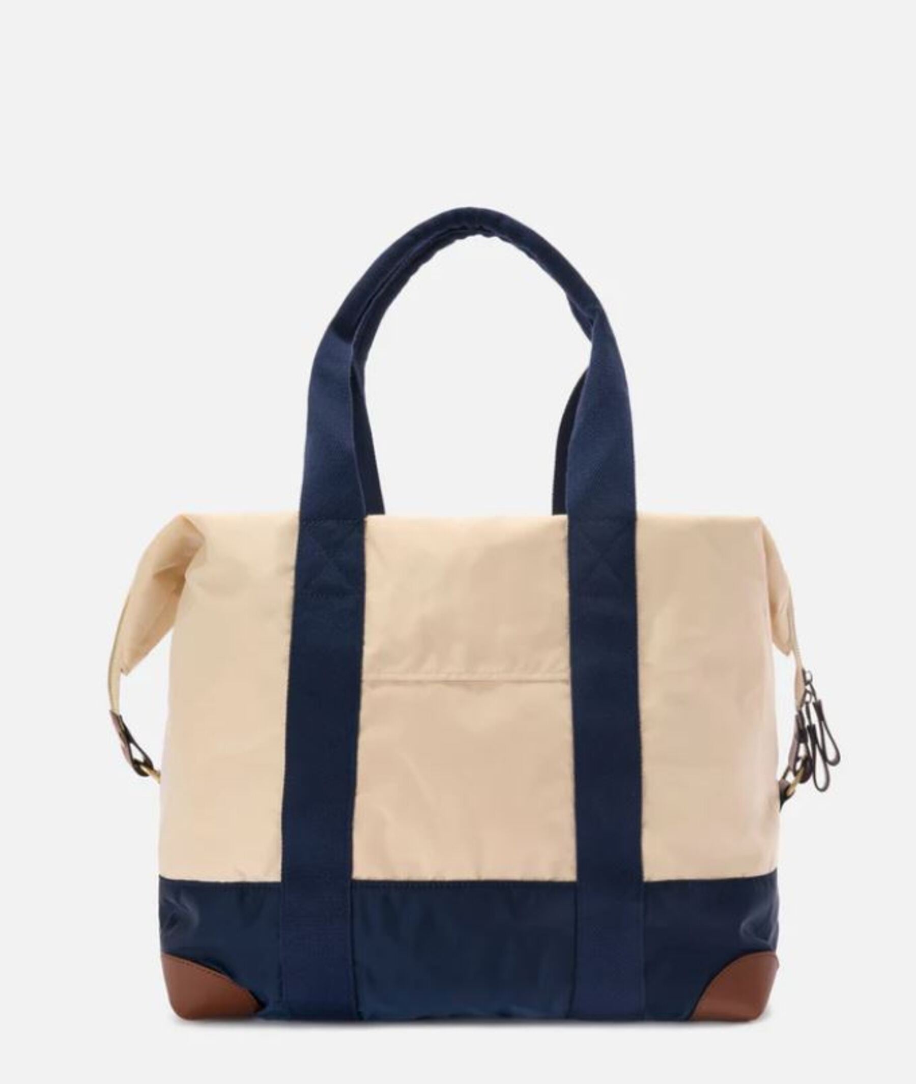 Two-Tone Tote Bag with Zip Closure