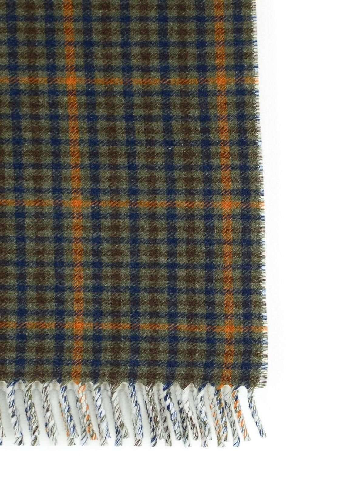 Tartan Check Wool Blanket with Stitched Logo