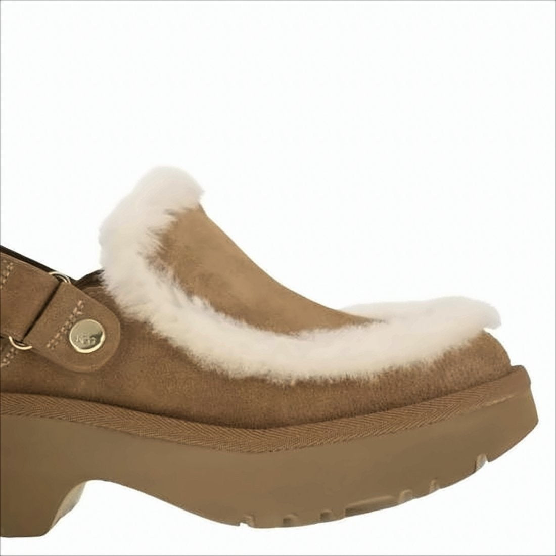 Suede Mules with Plush Trim and Adjustable Strap