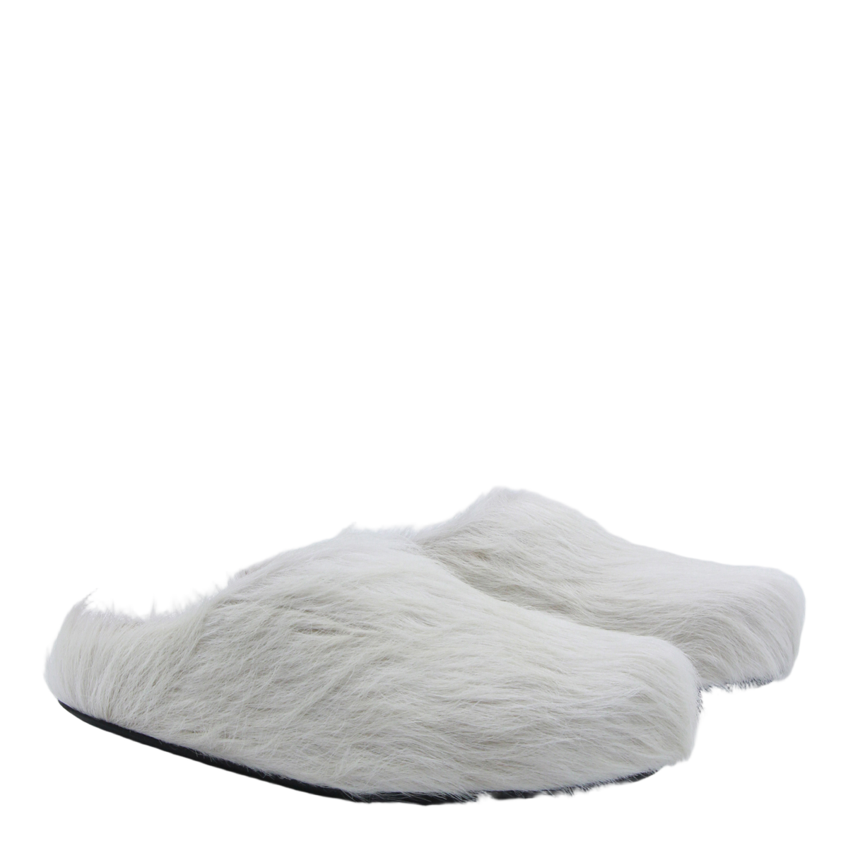White Faux Fur Slip-On Sandals
