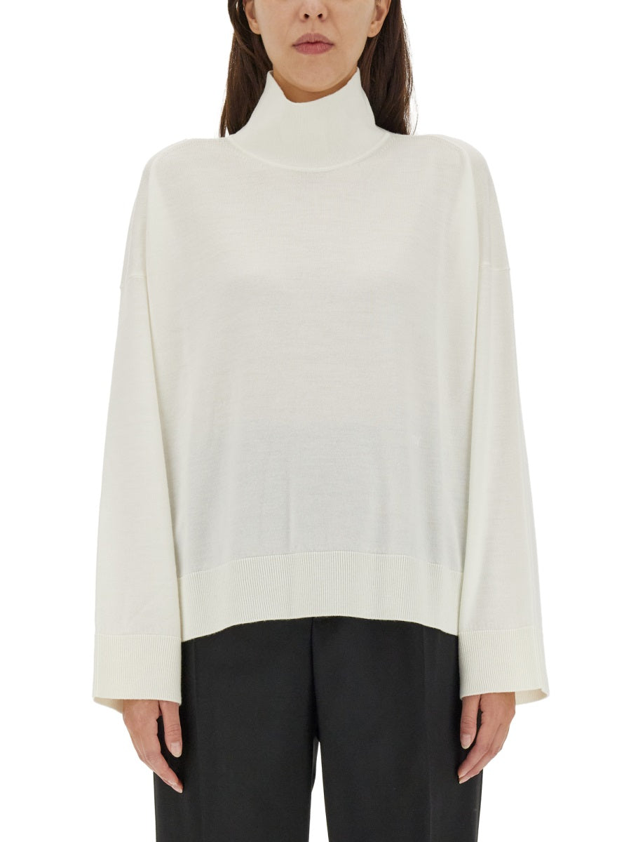 High Neck Turtleneck Sweater with Embroidered Detail