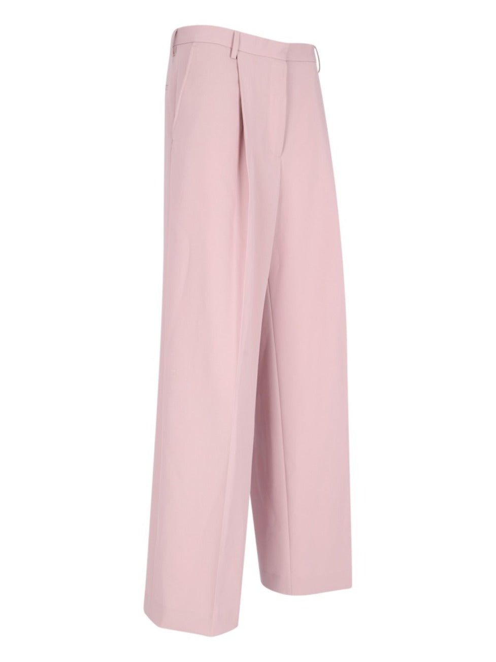 Wide-Leg Trousers In Pink Wool