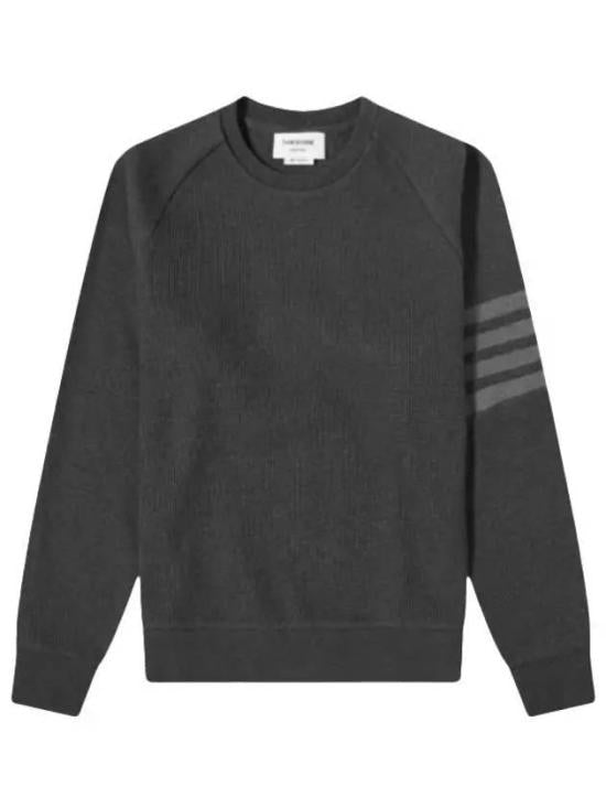 Textured Grey Sweatshirt with Signature Stripe Detail
