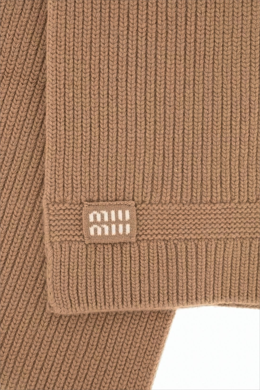 Ribbed Knit Scarf in Warm Neutral Tone