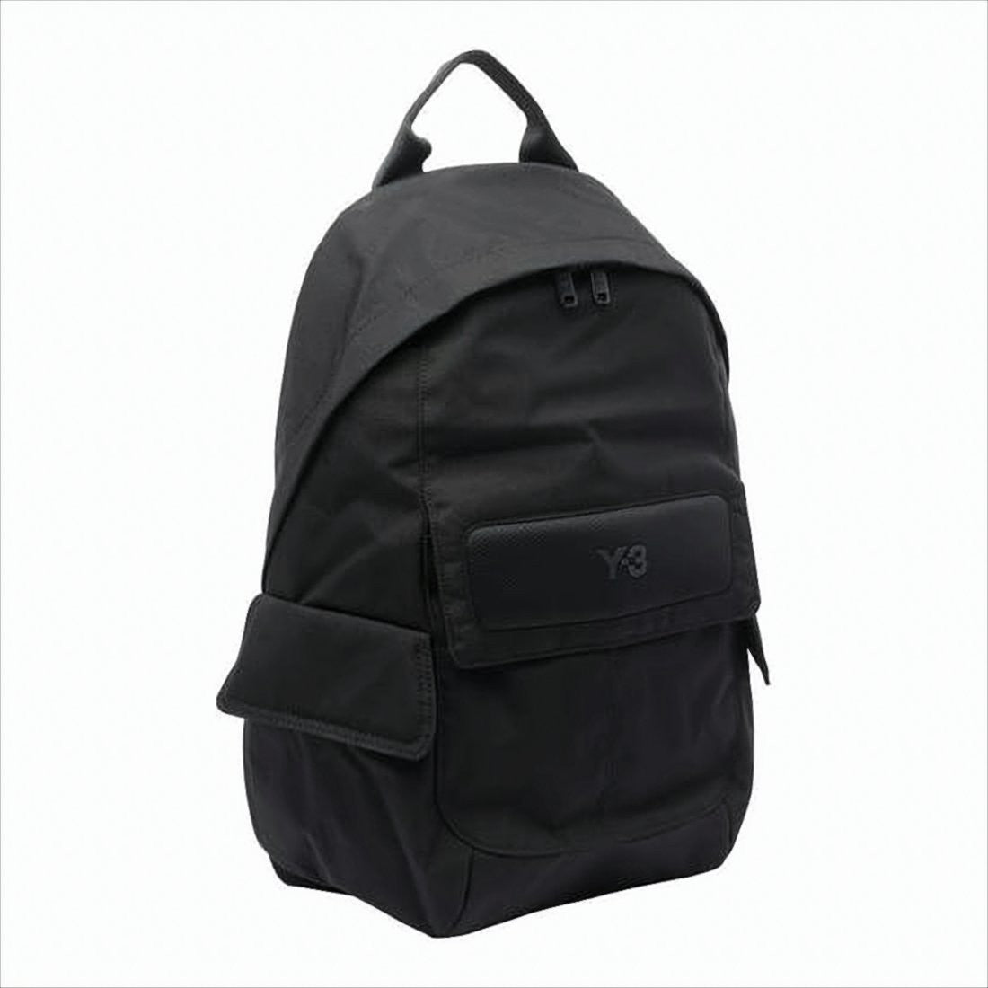 Black Nylon Backpack with Textured Flap