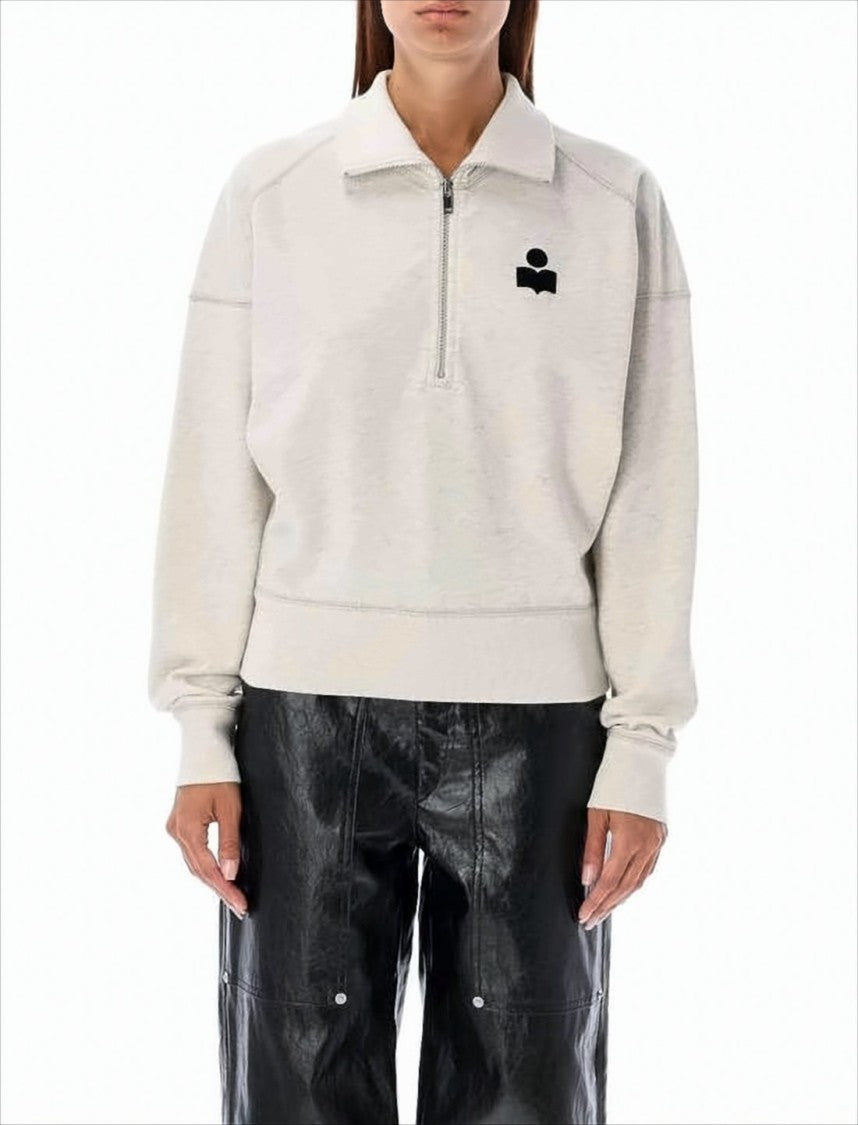 Half-Zip Long-Sleeved Pullover Top with Classic Collar