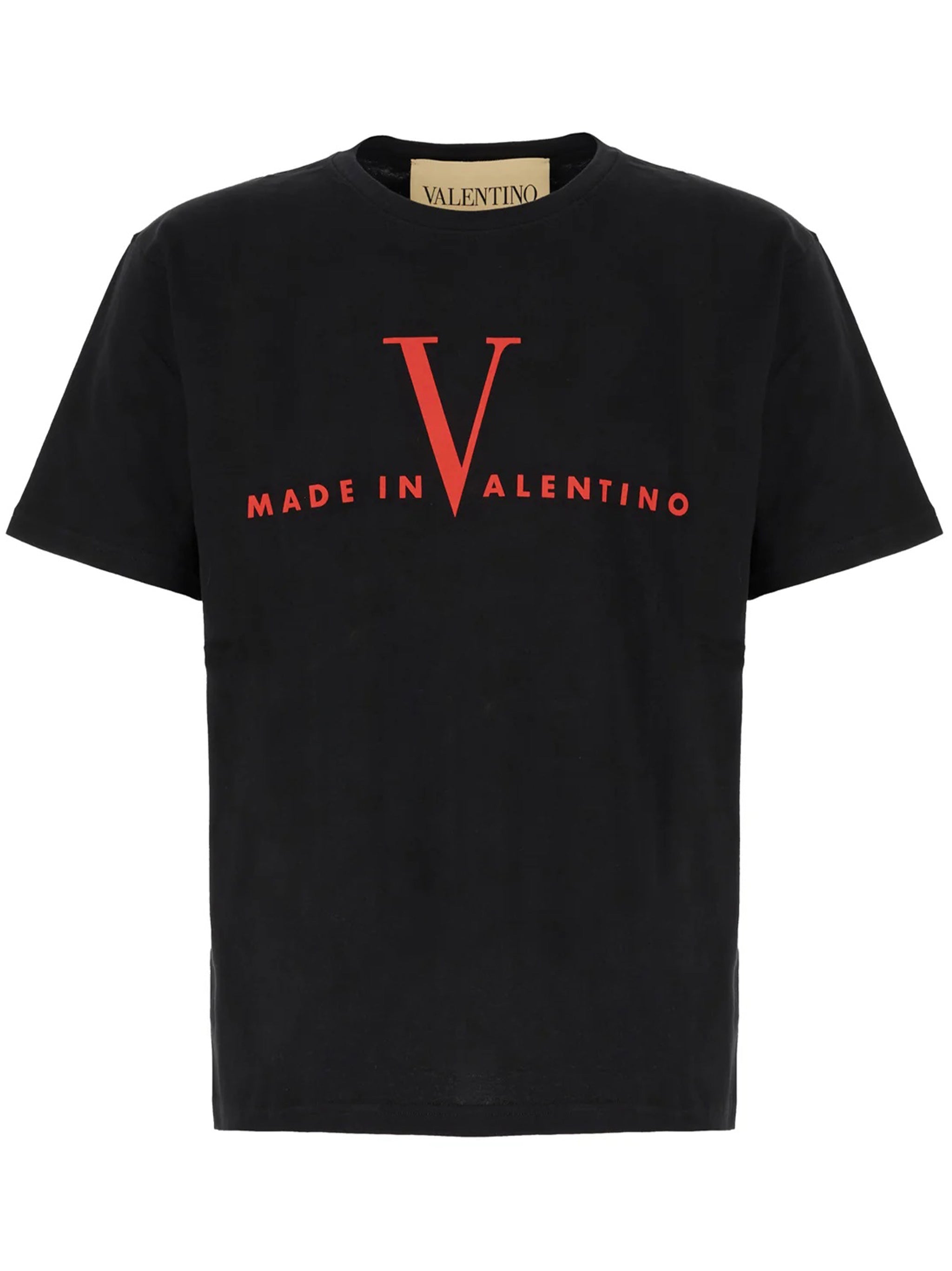 Black Short-Sleeve Red Graphic Cotton T-shirt