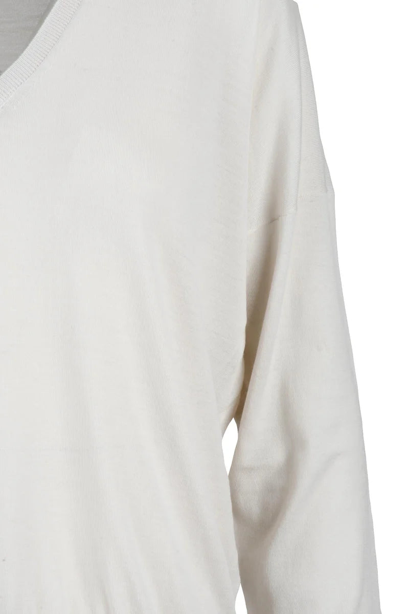 V-Neck Sweater Wool - White