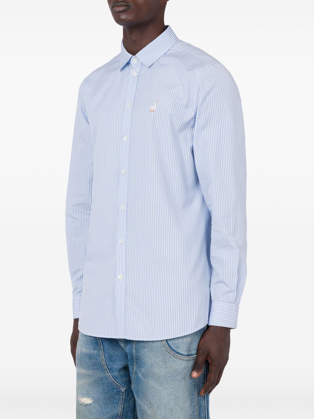 Light Blue Vertical Stripe Poplin Shirt