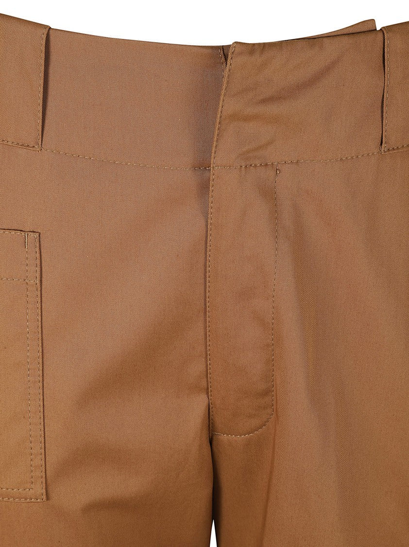 Relaxed Fit Brown Trousers With Cargo Pockets