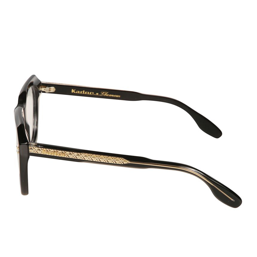 Gloria Glamour Geometric Black Frame Eyeglasses with Gold Detailing