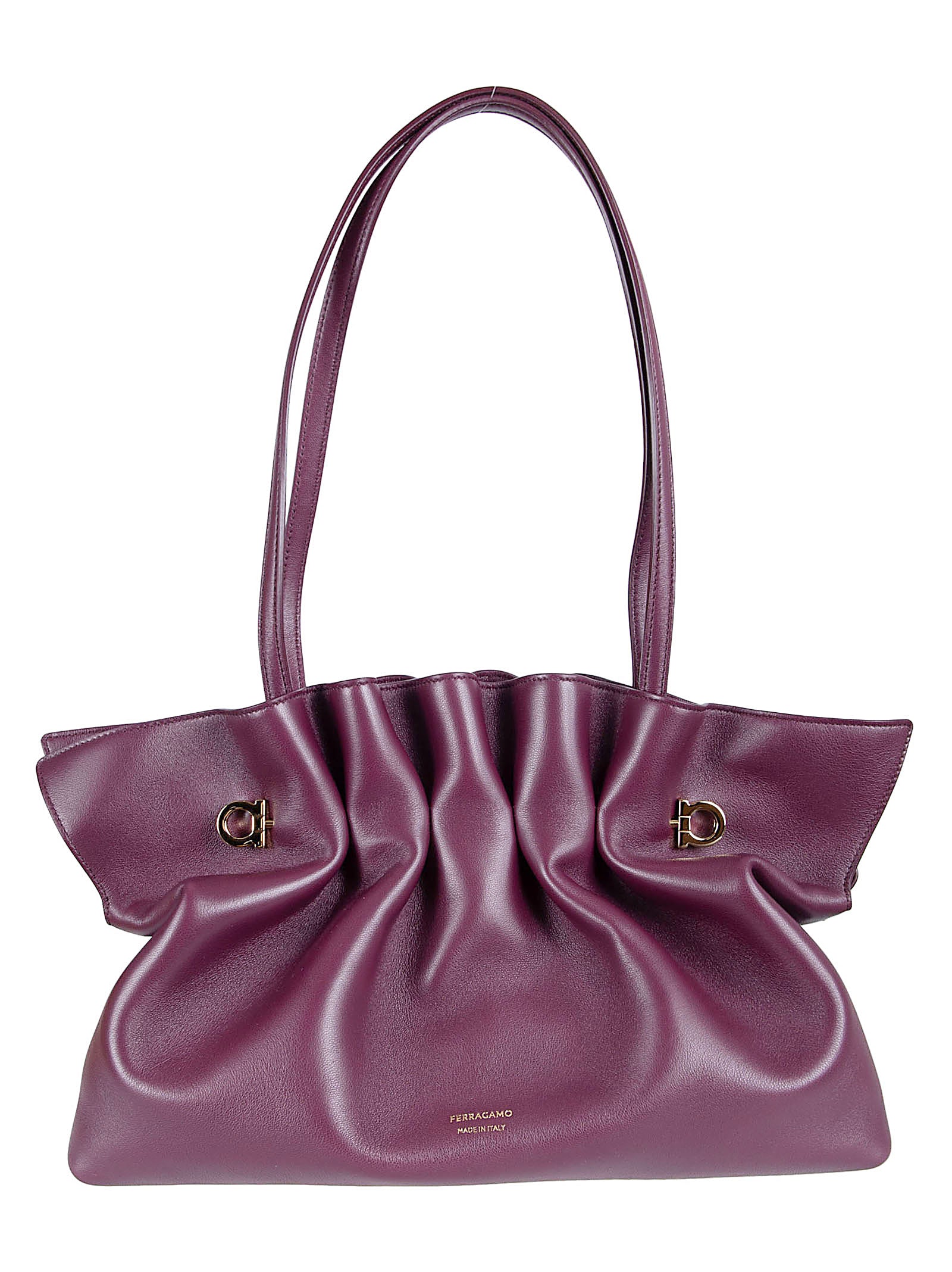 Gathered Lamb Leather Shoulder Bag with Versatile Straps