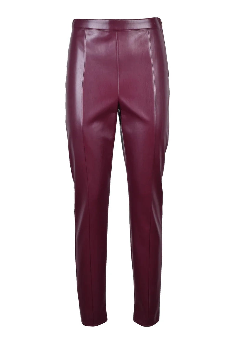 High-Waist Polyurethane Leggings Zip - Purple