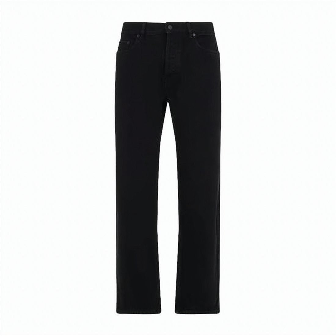 Straight-Leg Black Denim Pants with Classic Five-Pocket Design