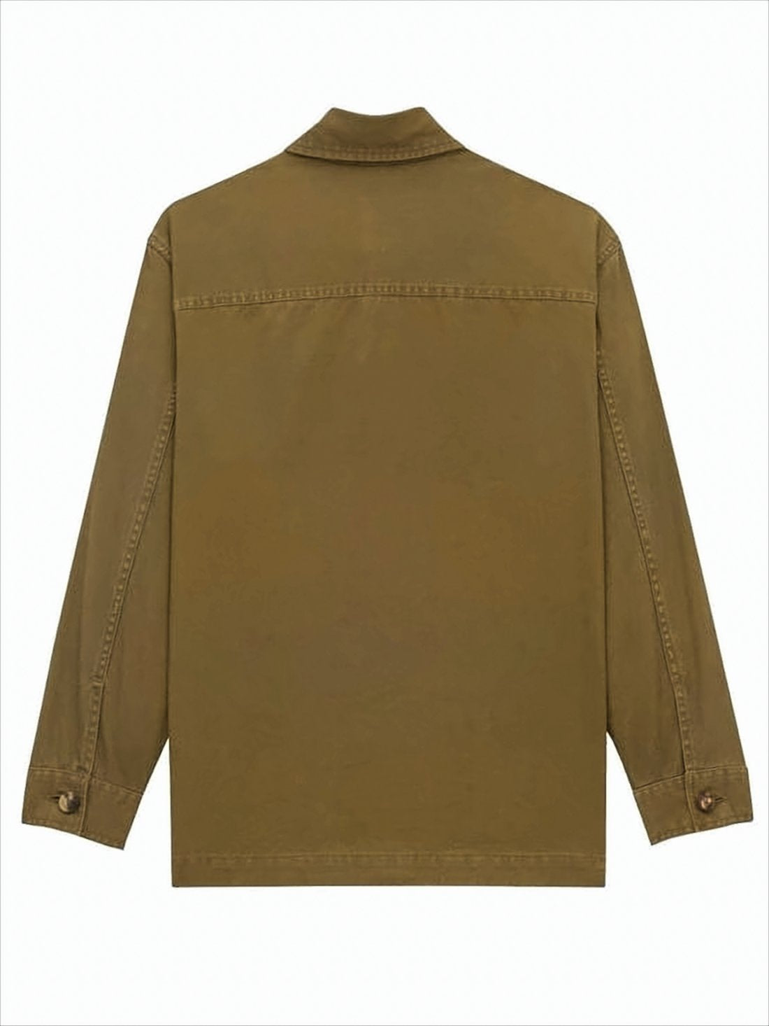 Textured Gabardine Brown Overshirt with Classic Collar