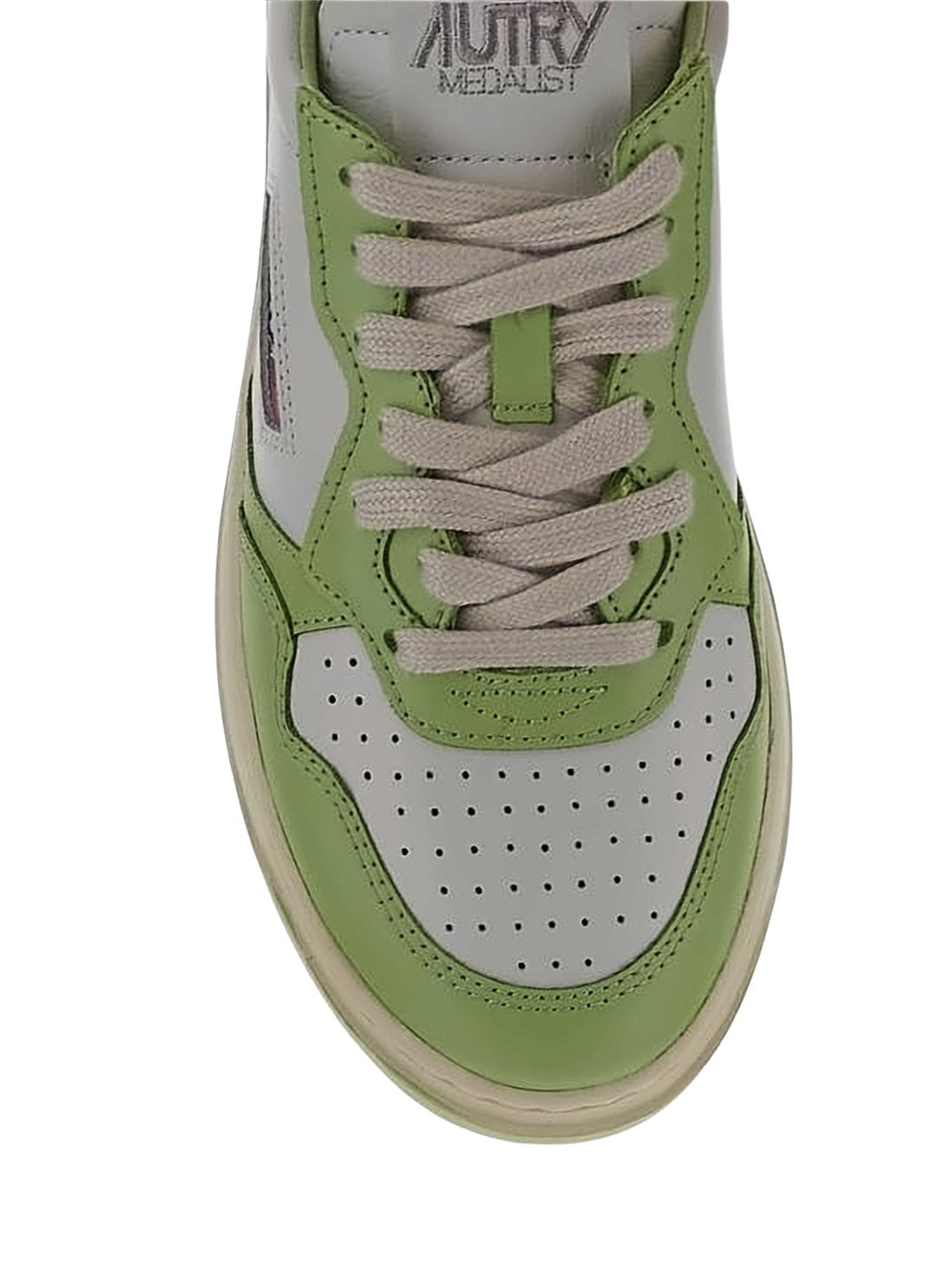Perforated Low-Top Sneakers with Smooth Leather Panels