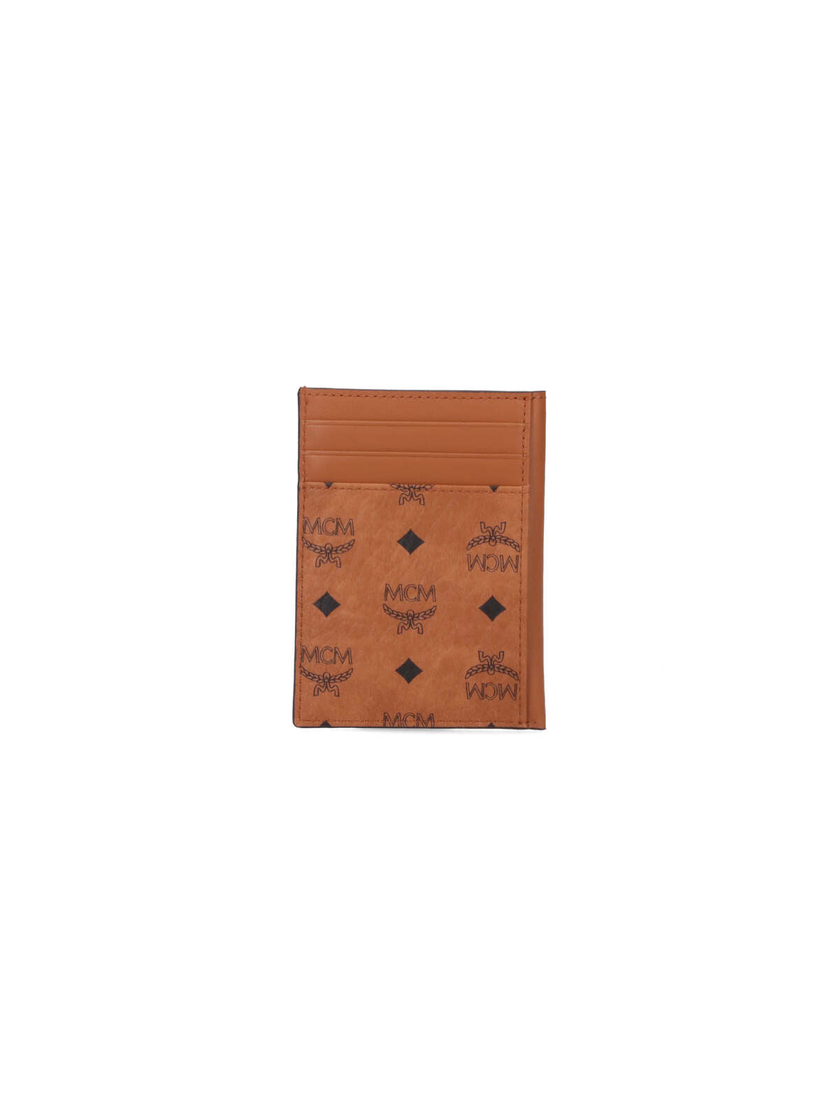 "N/S" Vertical Card Holder, In Brown Visetos Eco-Leather