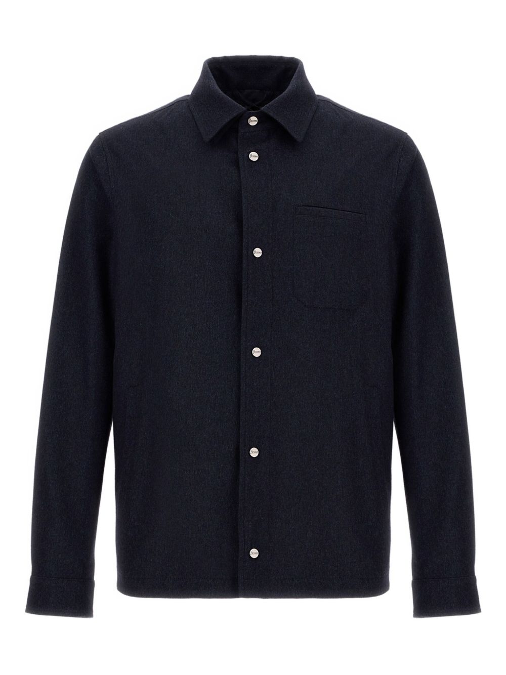 Navy Cashmere-Silk Shirt Jacket